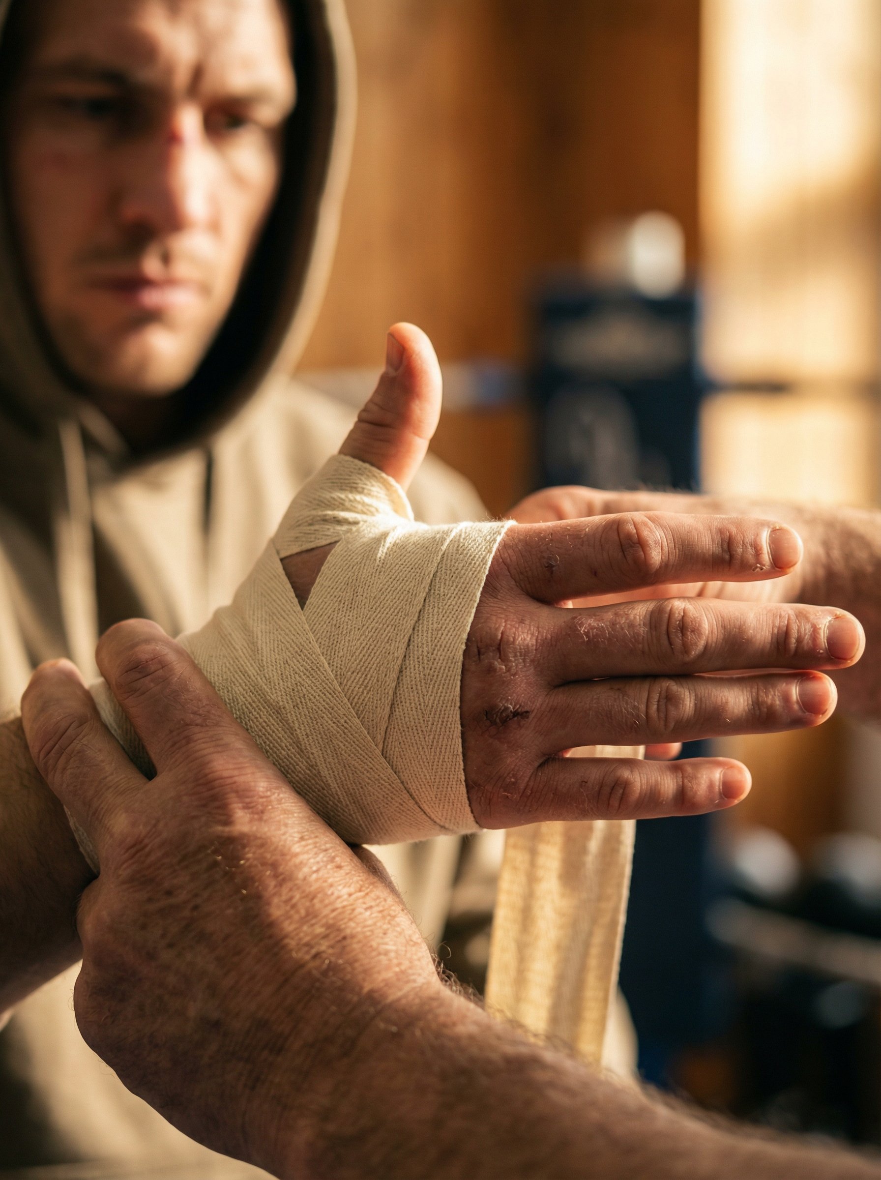 Fighter hands wrapped